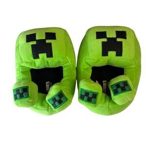 Minecraft Creeper Gaming Kids Boys House Shoes Slippers Size 11-12 Pre-Owned